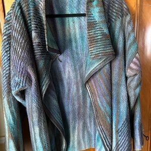 Silk Multicolor Open Front Cardigan
